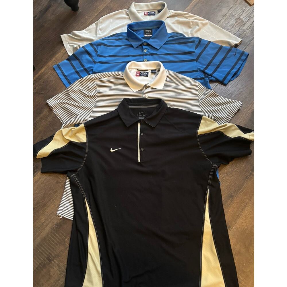 Men's Polo Shirts Size XXL Nike CHAPS LOT x 4 Blue White Black Grey
